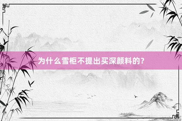 为什么雪柜不提出买深颜料的？